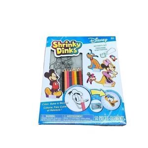 Disney Shrinky Dinks 50 Pieces Mickey Minnie Mouse Pluto Some damage on box New